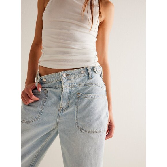 🆕 FREE PEOPLE Palmer Cuffed Jeans / Daydream - Picture 4 of 5